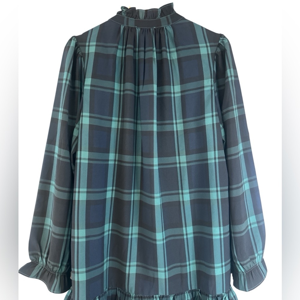 NWT J. Crew Ruffle Puff Sleeve Black Watch Tartan Plaid Dress - Picture 10 of 14